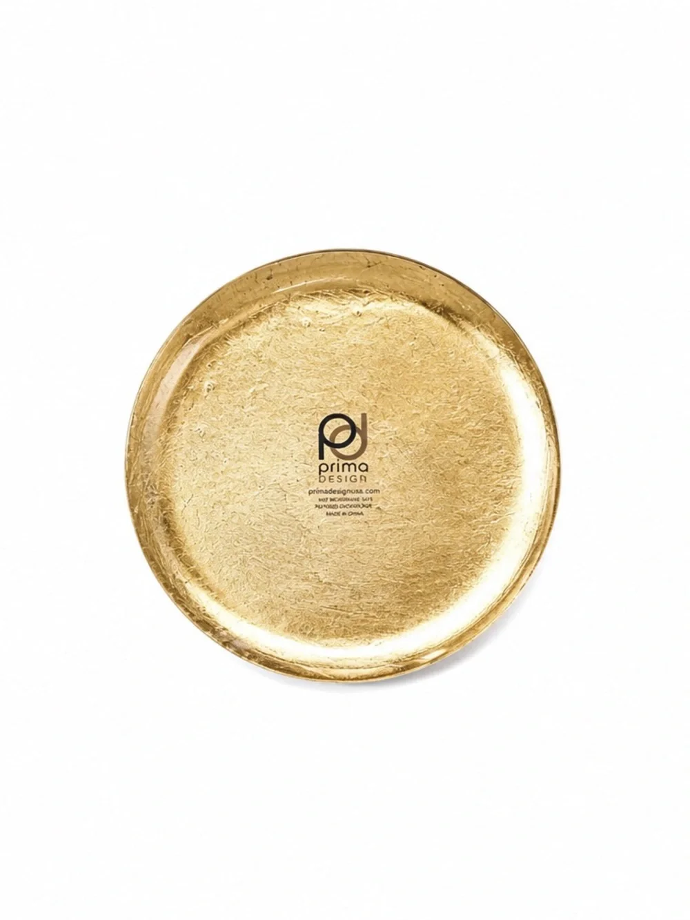 NEW - Prima Design 3-Piece Glass Gold Script Appetizer Plates / Wine Coasters
